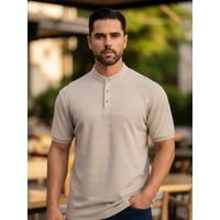 Camisa Hombre Algodón Slim Fit, Verano Cuello Mao, Botones 6285
