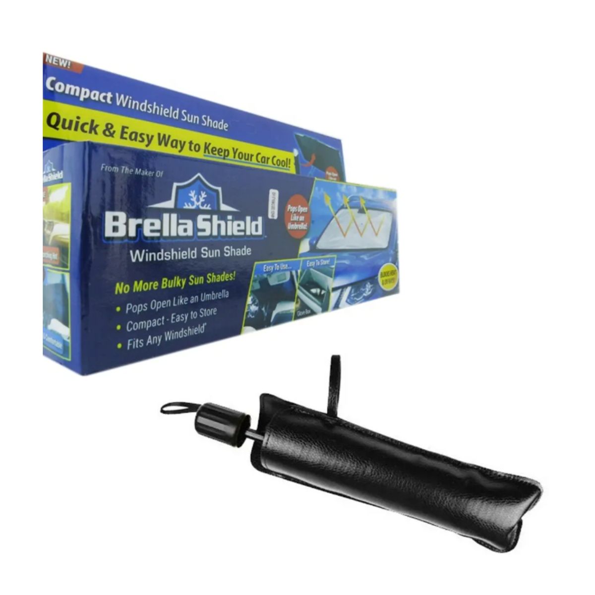 GENERICO - Quitasol de Auto Compacto y Rápido de Instalar con Diseño de Paraguas