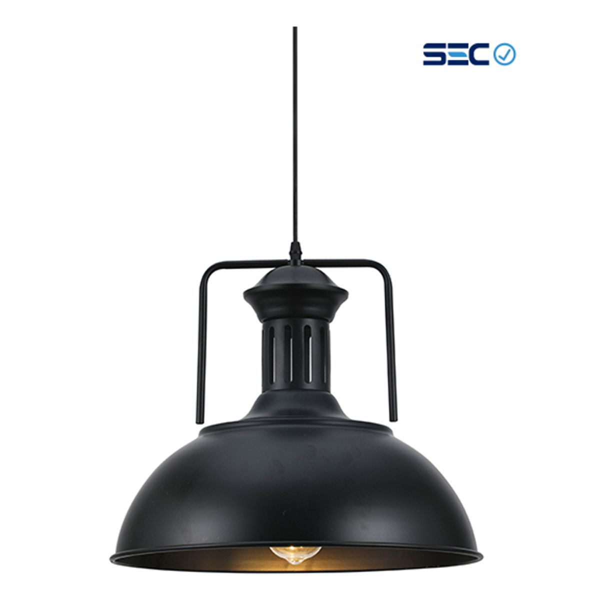 WANT - Lámpara Colgante E27 Vintage Negra Industrial SEC