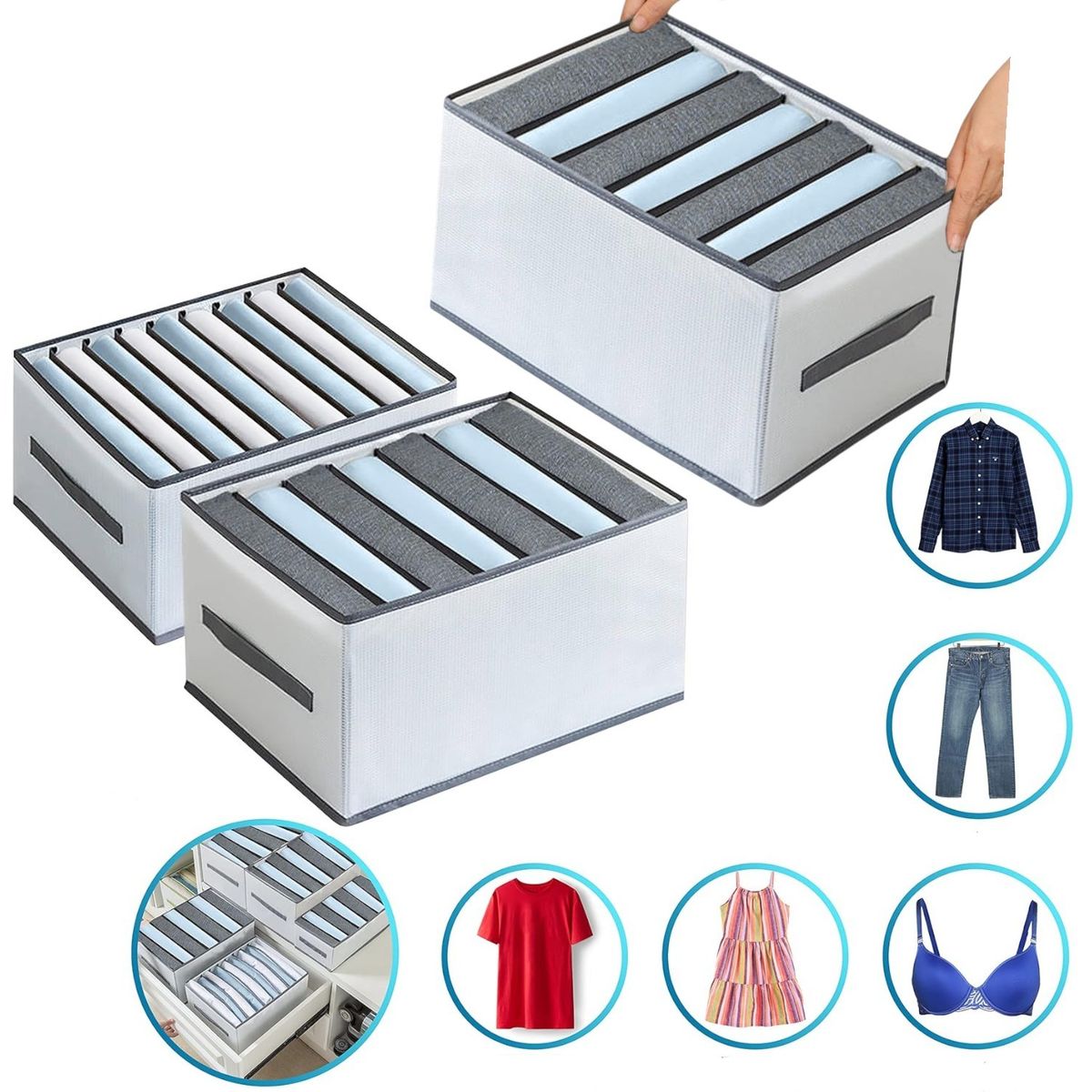 GENERICO - Cajas organizadoras almacenamiento closet plasticas plegable ropa cesta organizadora multiuso pack 4