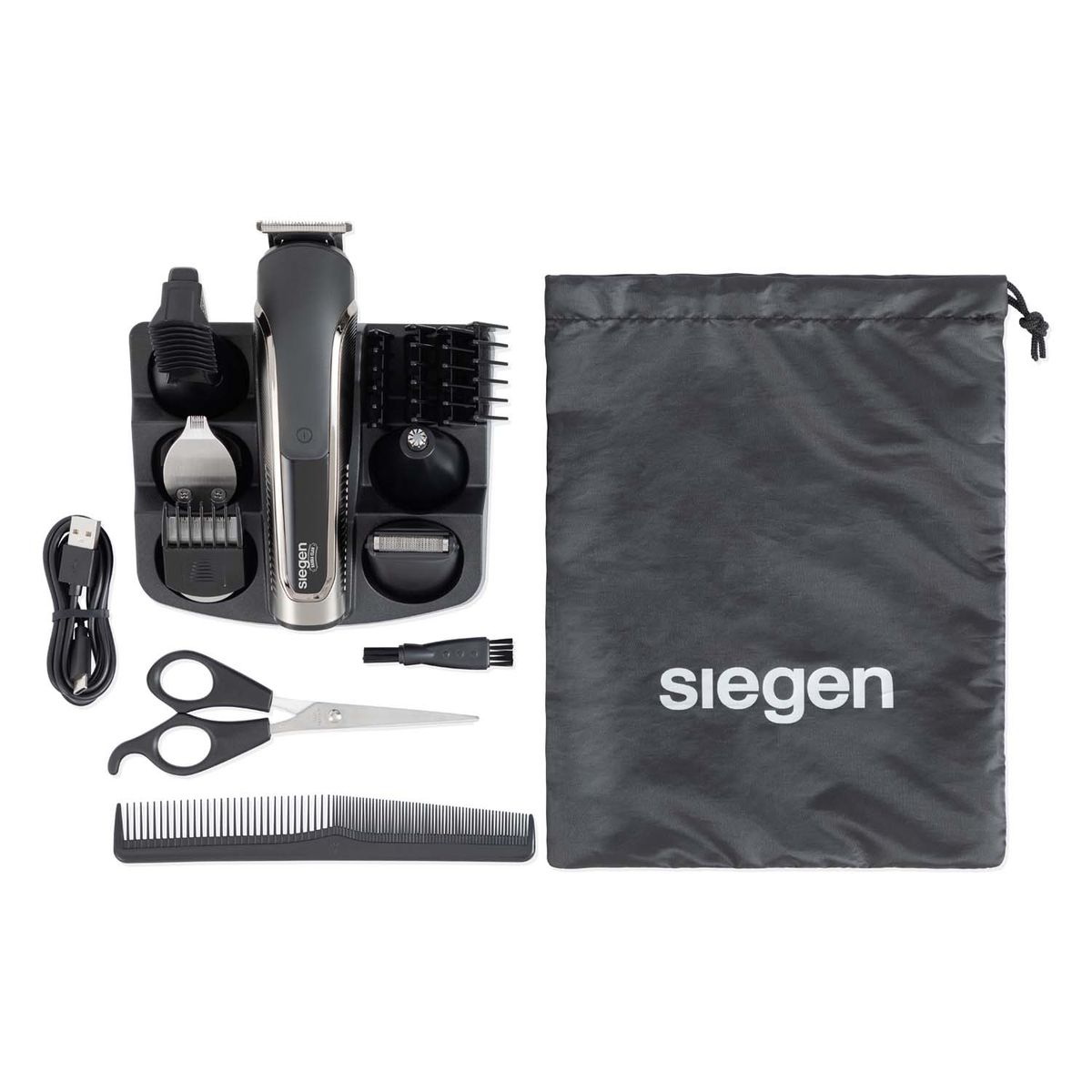 SIEGEN - Cortapelos Multistyler SG-8555 6 en 1, Carga Rápida + Base