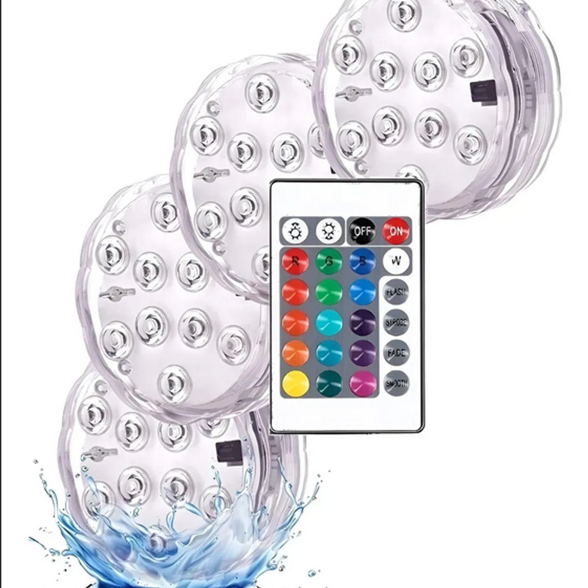 GENERICO - Pack 4 Luces Para Piscina Sumergibles 16 Colores Control