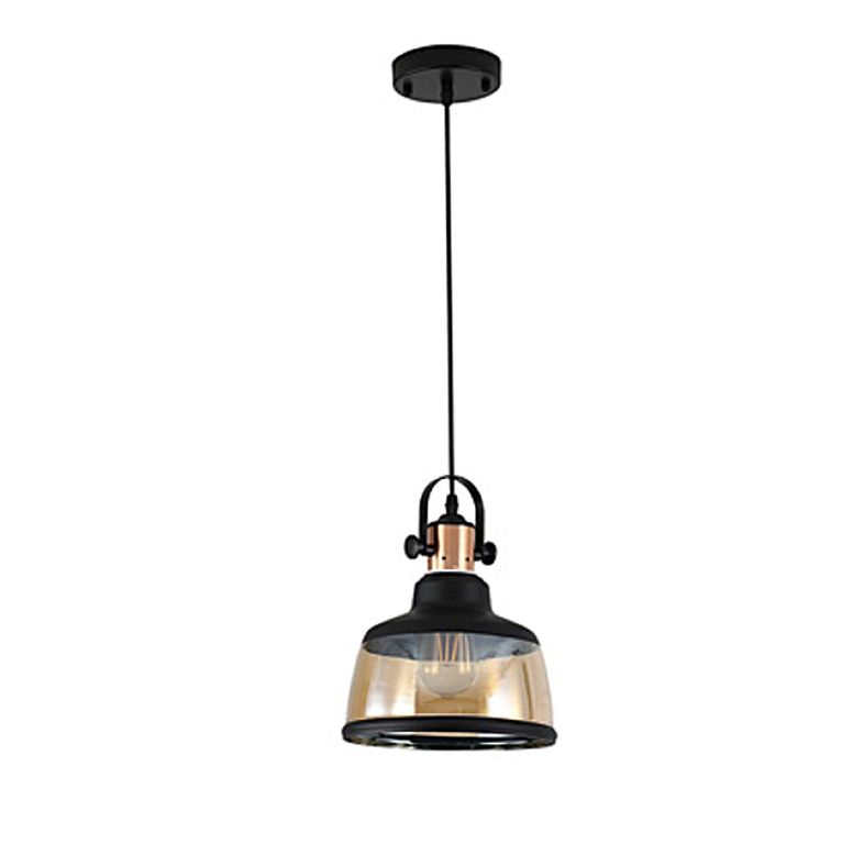 LAMPARA COLGANTE E27 VIDRIO Y METAL VINTAGE
