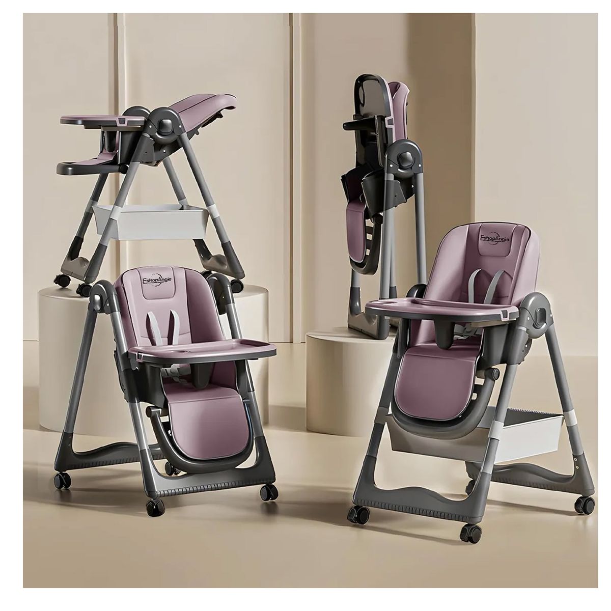 ESHOPANGIE - Silla De Comer Reclinable Plegable Con Mesa Ajustable Liso