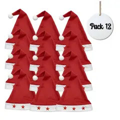 EKOL TACTICA MILITAR - Pack 12 Gorros De Navidad Con Luces Viejo Pascuero Adorno Navidad 2025