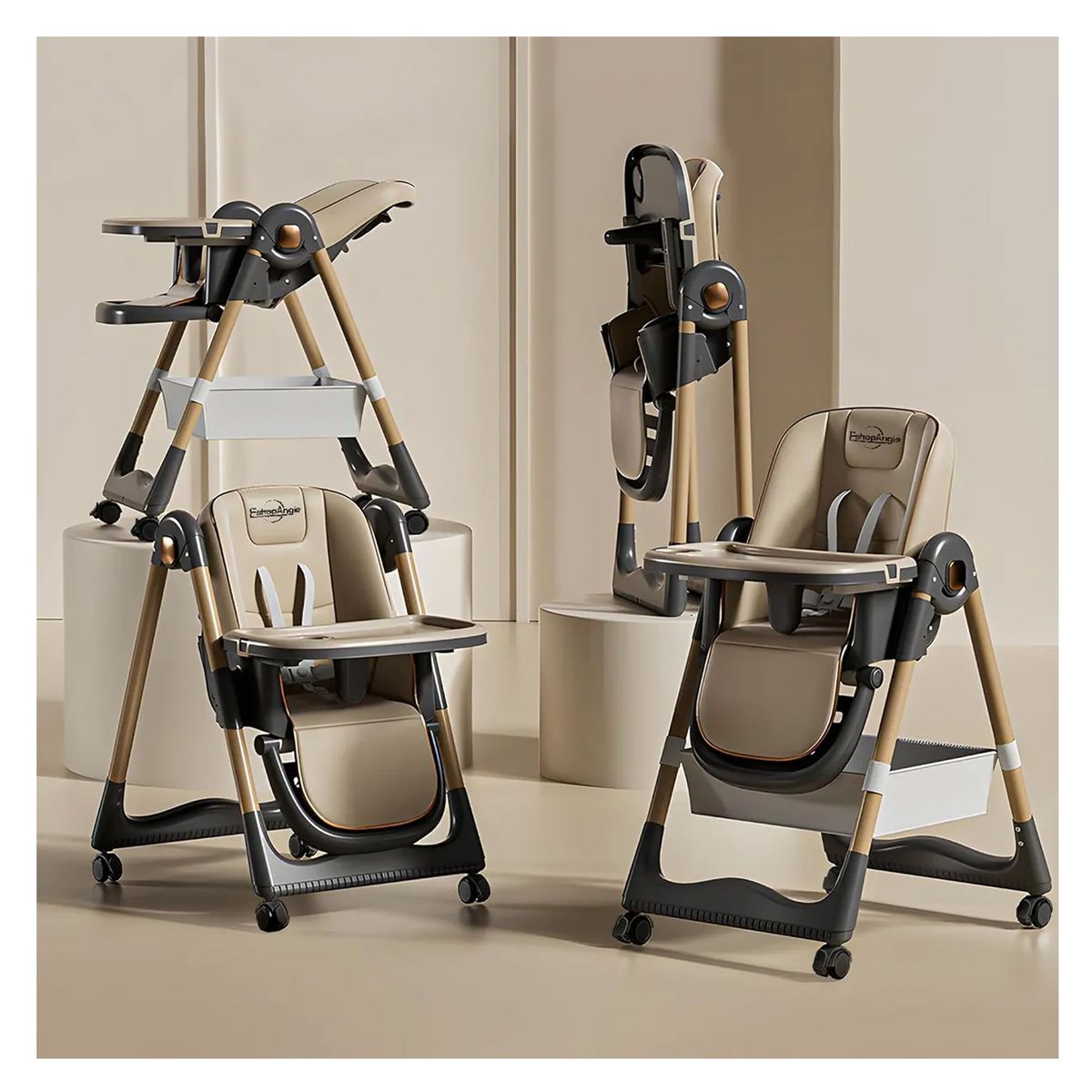 ESHOPANGIE - Silla De Comer Reclinable Plegable Con Mesa Ajustable Liso