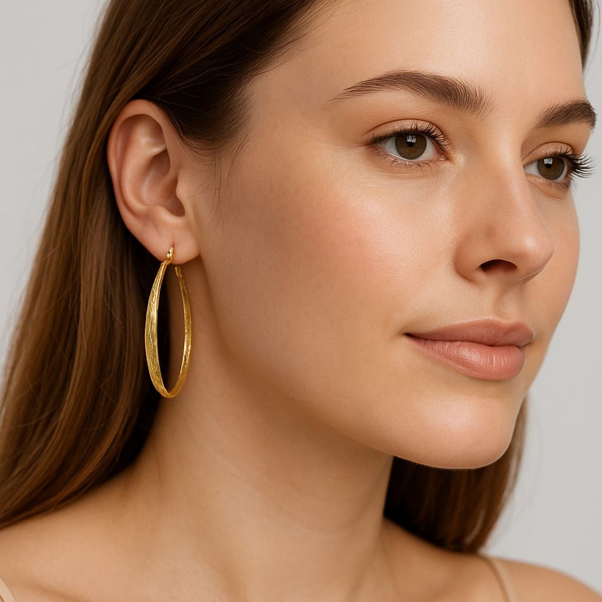JOYAS LANDEROS - Aro Argolla Gota Facetada Enchapada en oro de 18k