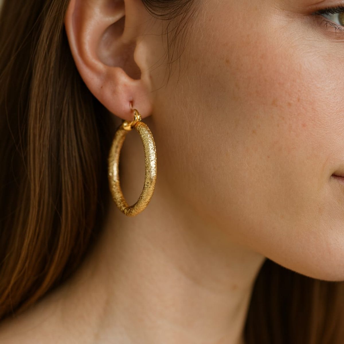 JOYAS LANDEROS - Aro Argolla Facetada Enchapada en oro de 18k 30mm diametro