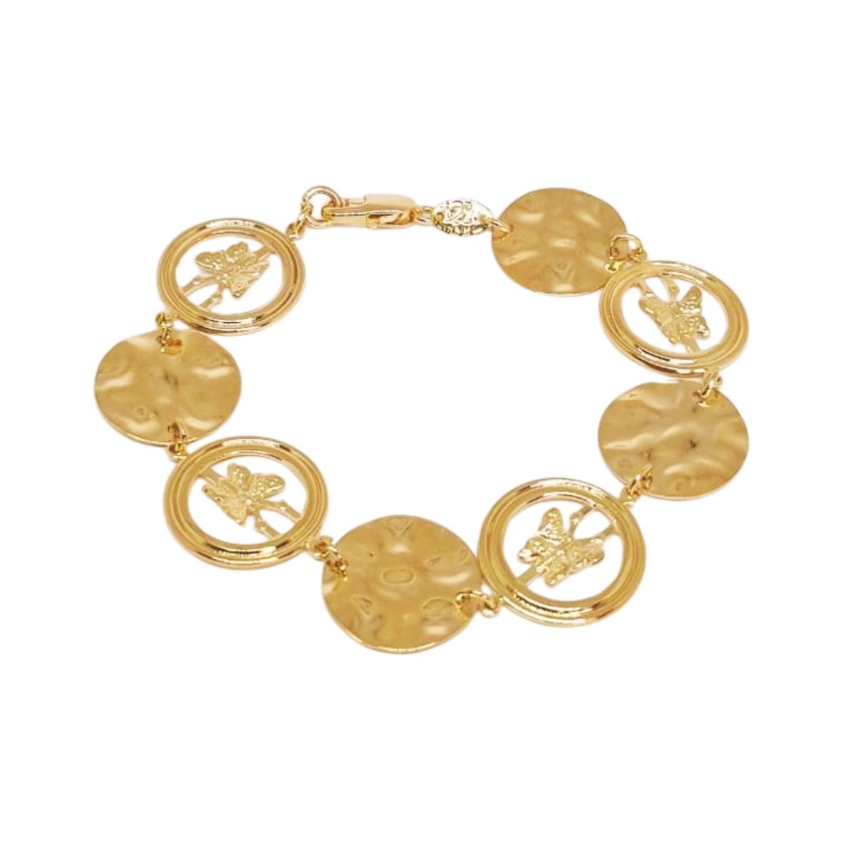 JOYAS LANDEROS - Pulsera Mariposa Martillada Enchapada en oro 18k 18cm