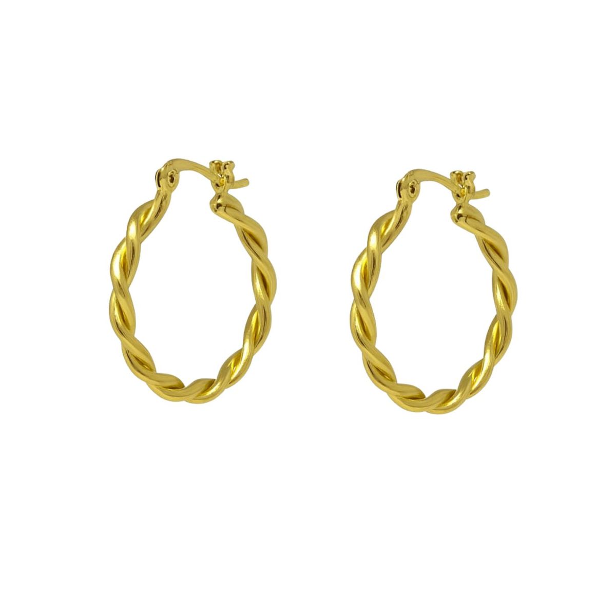 JOYAS LANDEROS - Aro Argolla Trenzada Enchapada en oro de 18k 30mm diametro