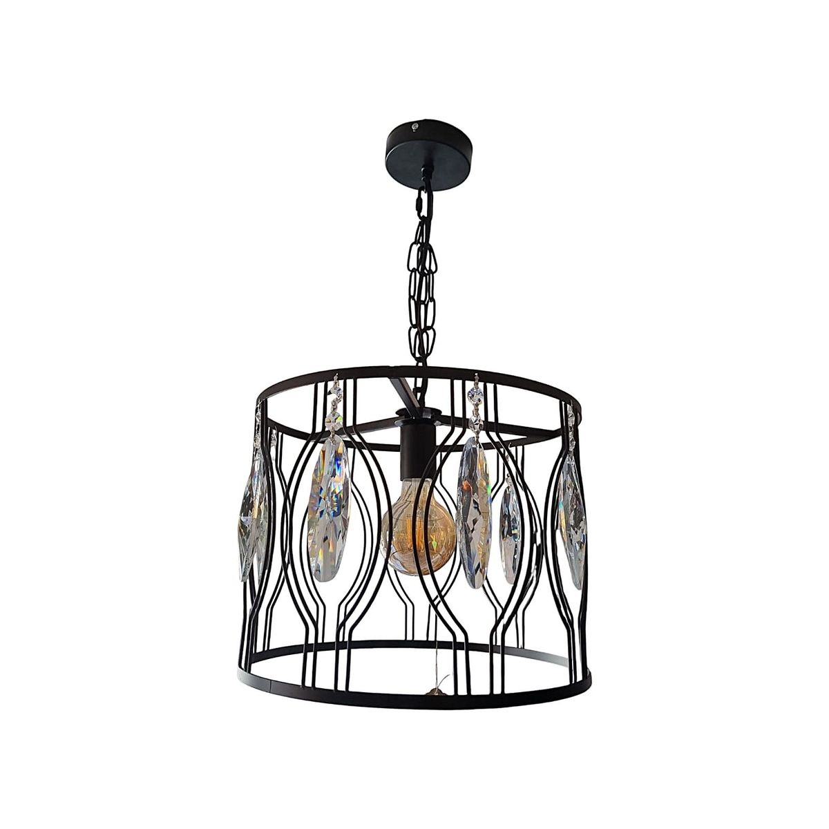 WANT - LAMPARA COLGANTE E27 CON DECORACION EN VIDRIO Y METAL VINTAGE