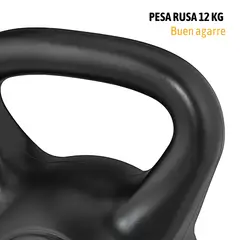 DALI - Pesa Rusa 12 kg – Kettlebell Recubierta en Plástico, Asa Ergonómica y Base Estable