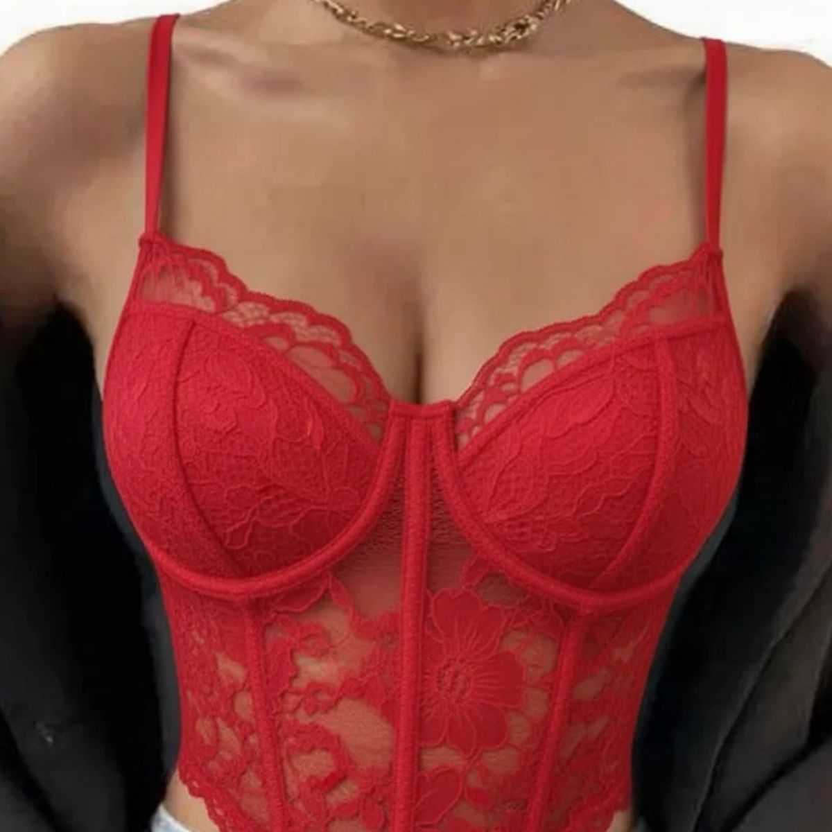 LOOK SHOP - Corset Top Encaje Ajustable, Realza Busto Y Cintura. Sexy 004