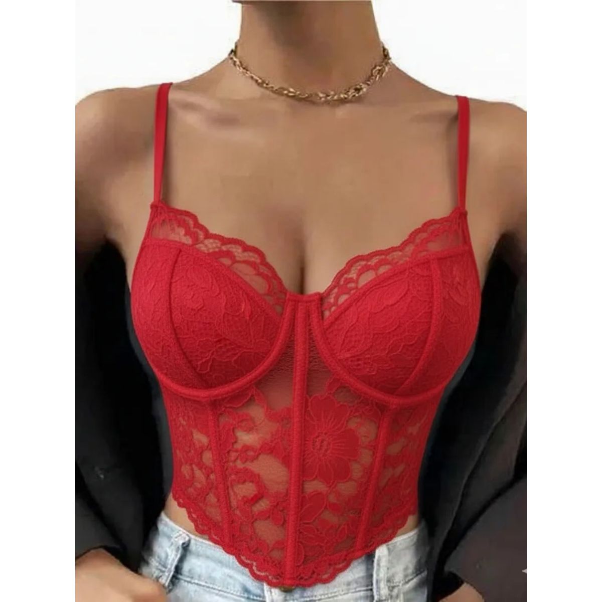 LOOK SHOP - Corset Top Encaje Ajustable, Realza Busto Y Cintura. Sexy 004