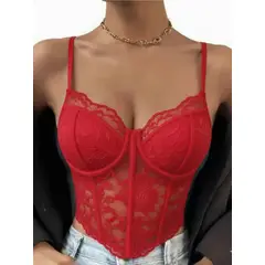 LOOK SHOP - Corset Top Encaje Ajustable, Realza Busto Y Cintura. Sexy 004