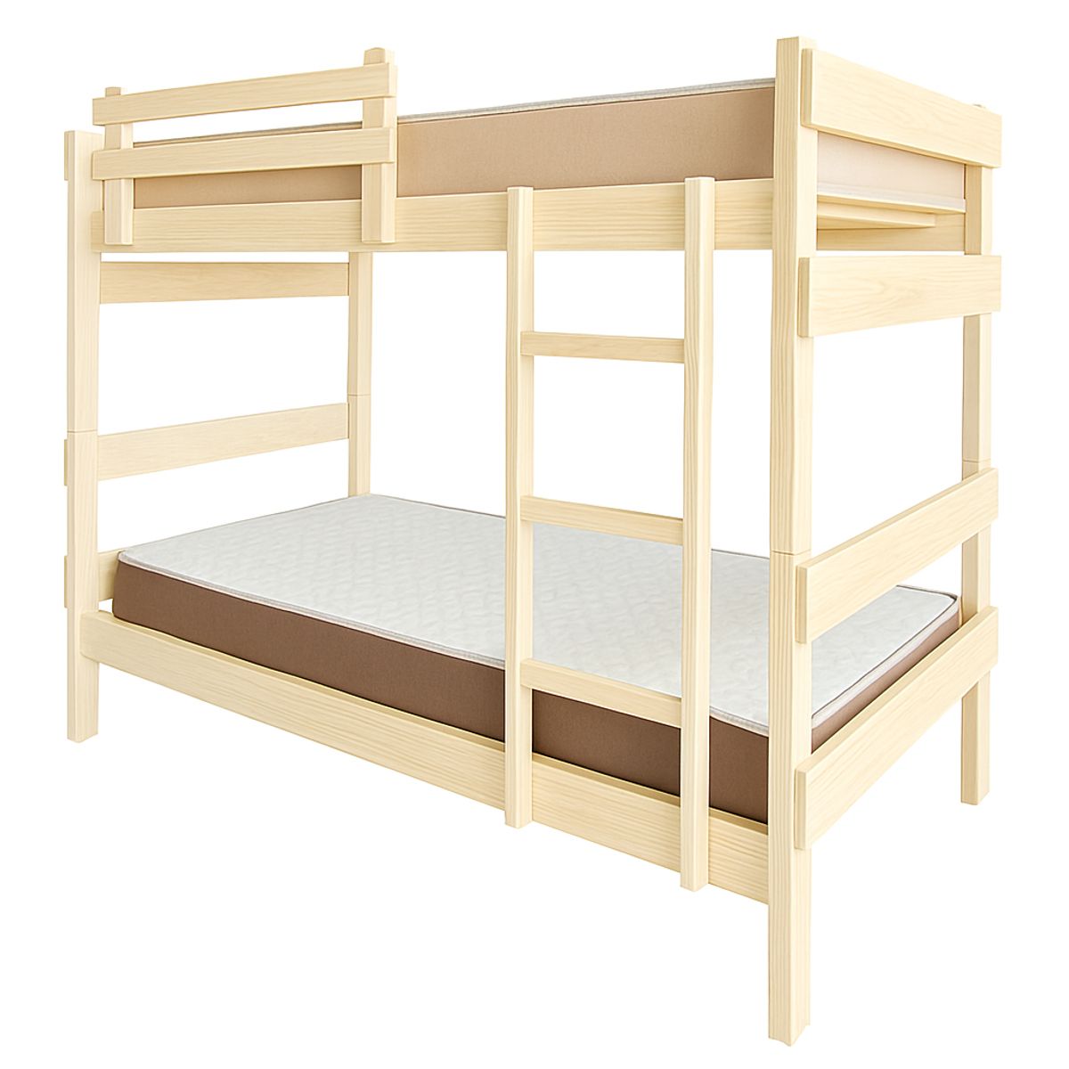 LAS ARAUCARIAS - Camarote de Madera Newen Crudo 1 Plaza + 2 Colchones Dormitorio