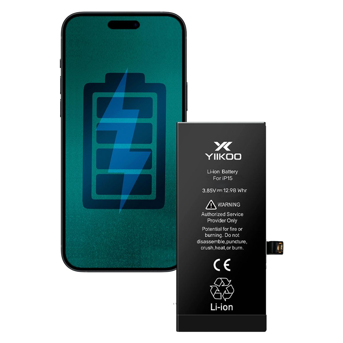 GENERICO - Bateria para iPhone 15 YIIKOO Autoprogramable sin alertas