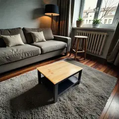 GENERICO - Mesa de Centro Brisa Nórdica 70x90x45 color Negro cubierta Natural