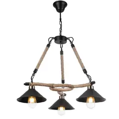 WANT - LAMPARA COLGANTE TRIPLE DE CAÑAMO PORTA E27