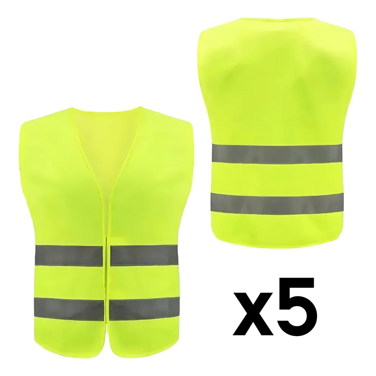 GENERICO - PACK 5 UNIIDADES -Chaleco Reflectante Reglamentario de Segurida Amarillo