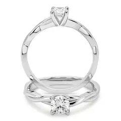 BOOMZAIR - Anillo de compromiso estilo Solitario Trenzado