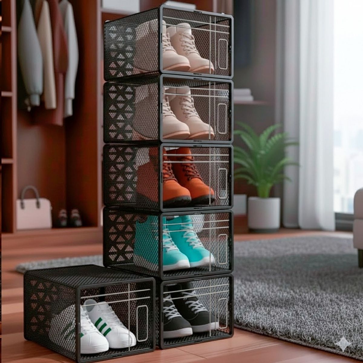 HOMEBRANDT - Set 6 Cajas Mueble Zapatero Organizadores De Zapato Multiuso