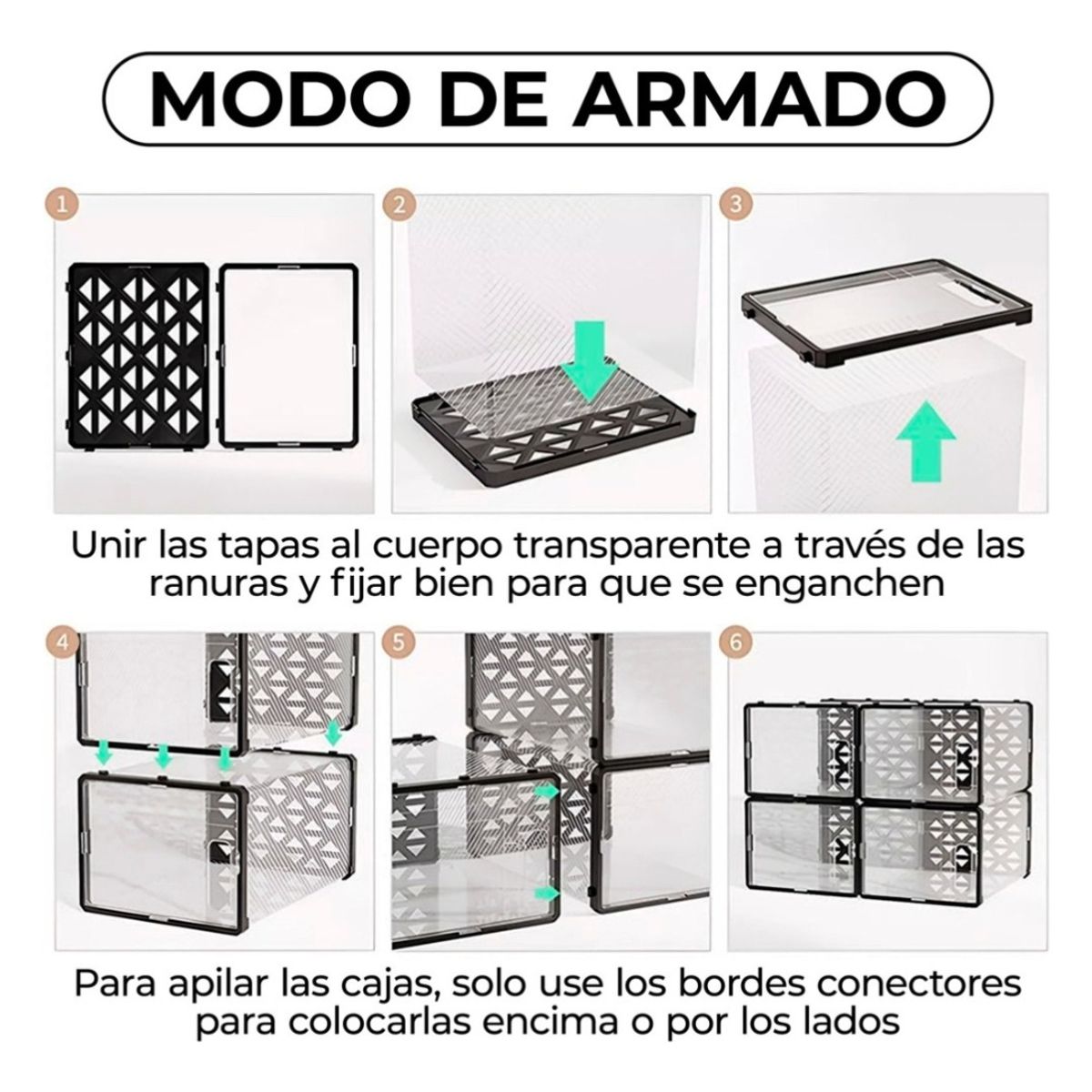 HOMEBRANDT - Set 6 Cajas Mueble Zapatero Organizadores De Zapato Multiuso