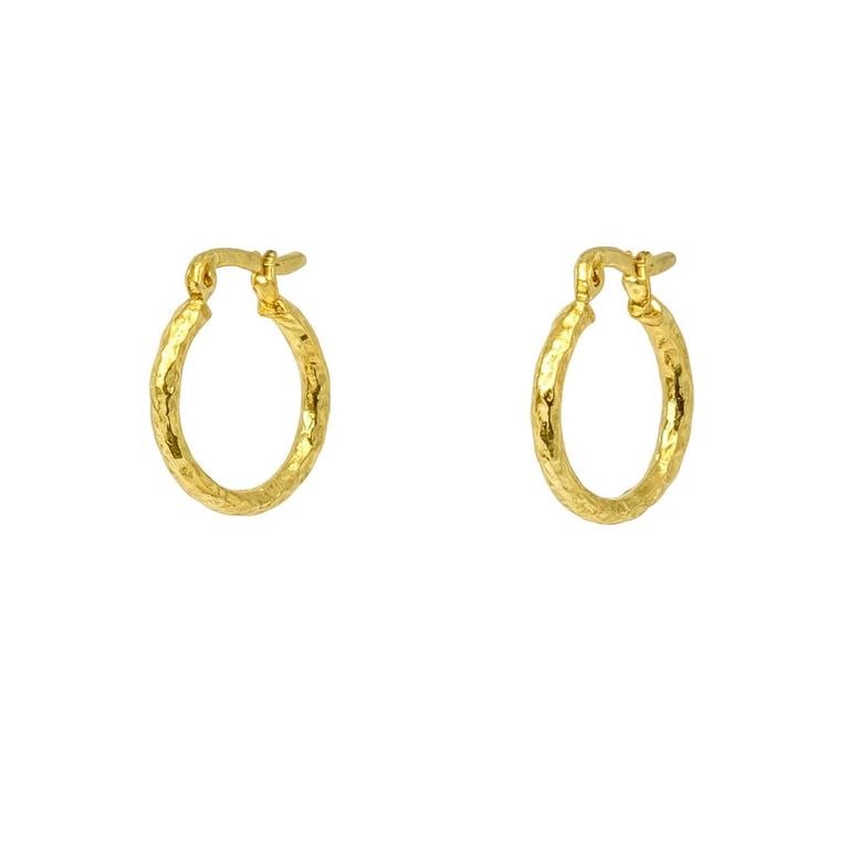 Aro Argolla Facetada Enchapada en Oro de 18k 14mm Dorado 14