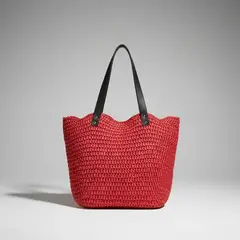 BRIC - Bolso de Rafia Rojo 48x35 cm