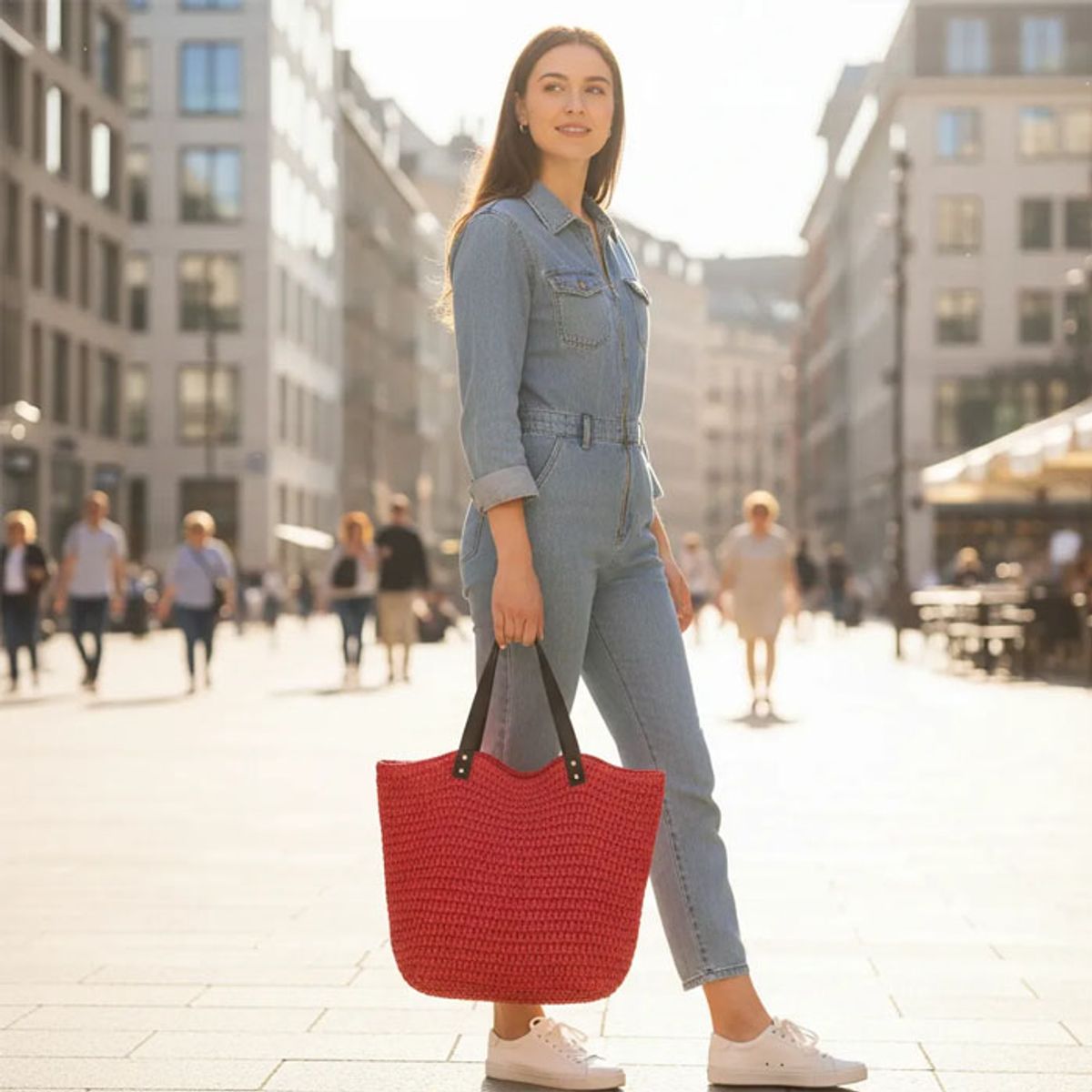 BRIC - Bolso de Rafia Rojo 48x35 cm