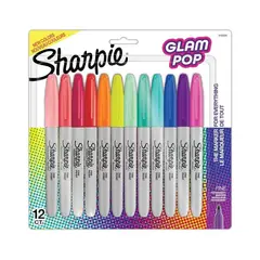 SHARPIE - Set 12 Marcadores Permanentes Glam Pop Colores