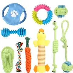 MUNDO MAGIA - Set 10 Juguetes Para Mascotas, Pelota De Cuerda, Disco Y Más