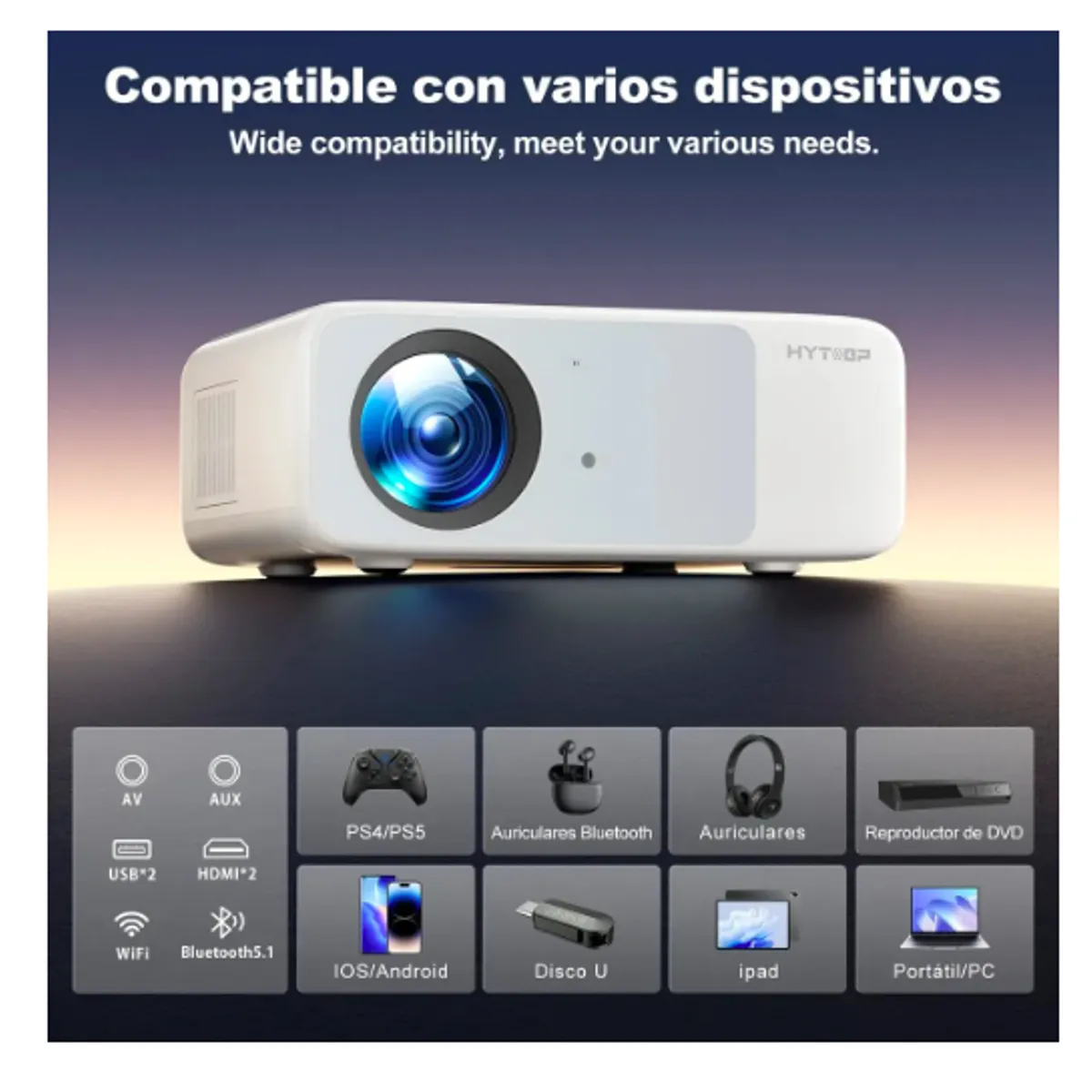 GENERICO - Proyector Profesional 4k Android Auto Enfoque 1080p 16000 Lm