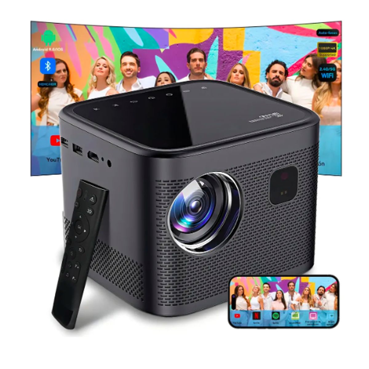 GENERICO - Android 4k Proyector Wifi Portátil Full Hd 12000lm Bluetooth