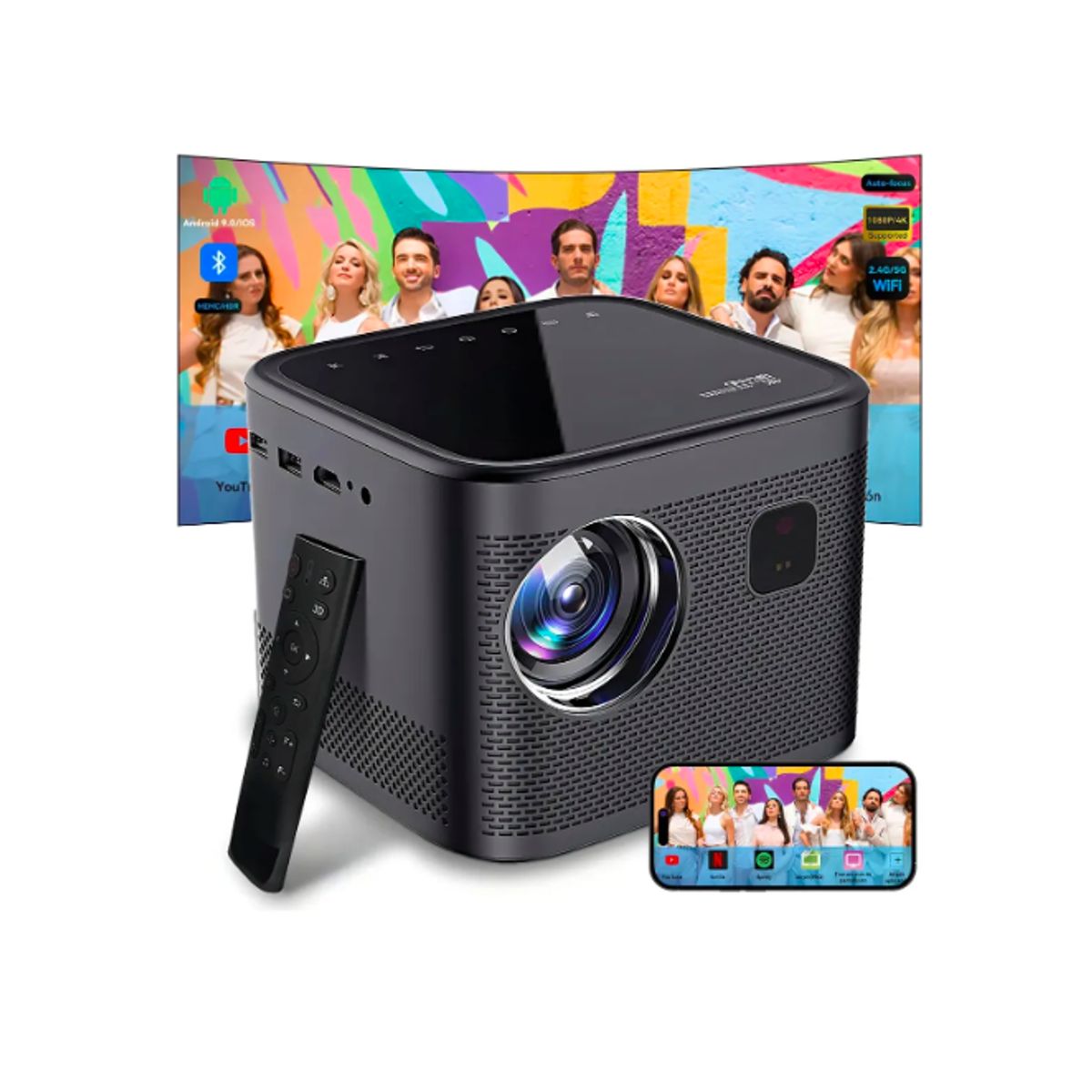GENERICO - Android 4k Proyector Wifi Portátil Full Hd 12000lm Bluetooth