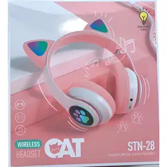 GENERICO - Audifonos Con Bluetooth LED Pink Cat Para Niños
