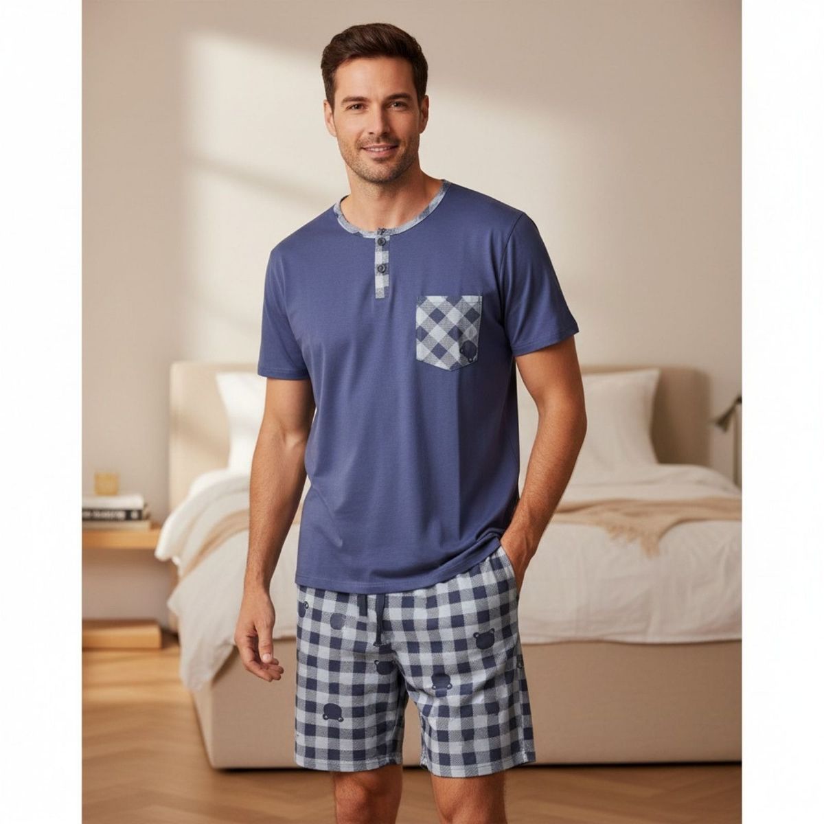 LIKE SHOP - Pijama Hombre Verano Short Y Polera Colores 4025