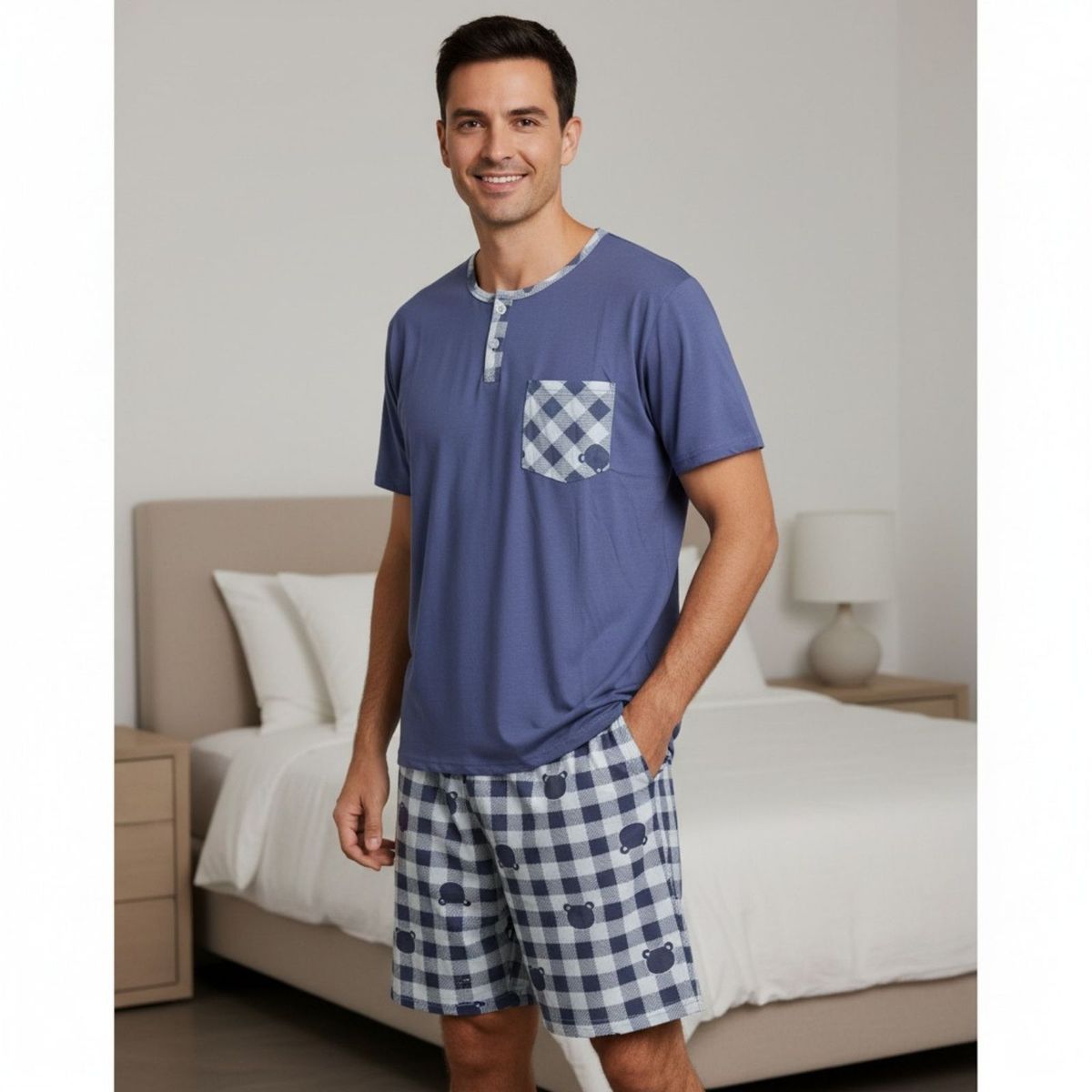 LIKE SHOP - Pijama Hombre Verano Short Y Polera Colores 4025