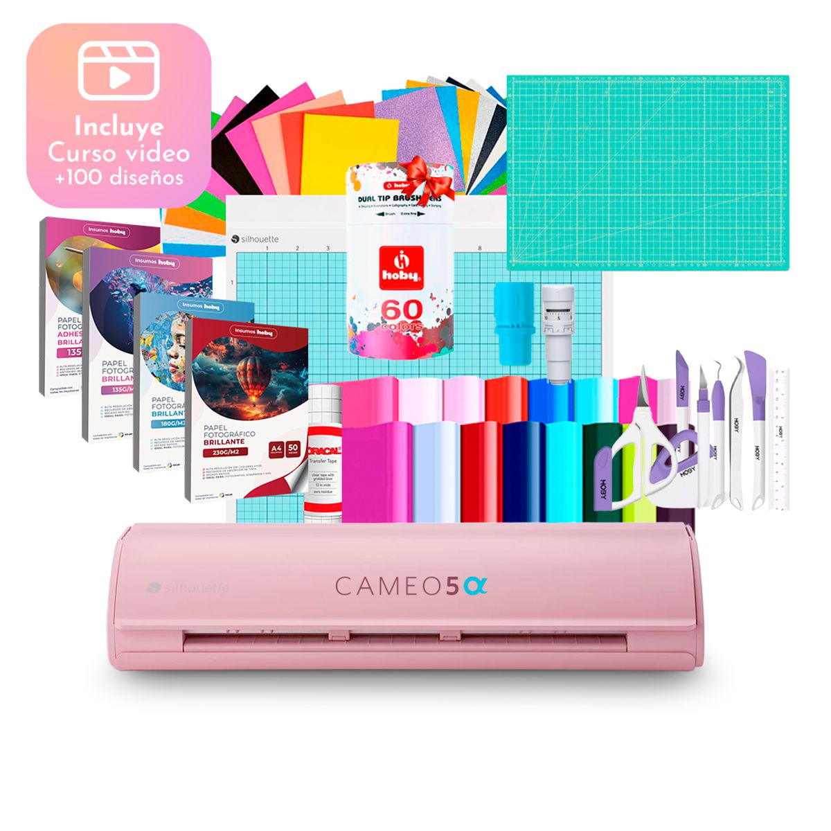 SILHOUETTE - Kit Silhouette Cameo 5 Alfa Rosada + Set De Papelería