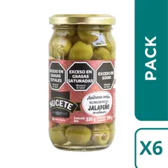 NUCETE - Pack 6 Aceitunas Verdes con Jalapeño 200 grs c/u
