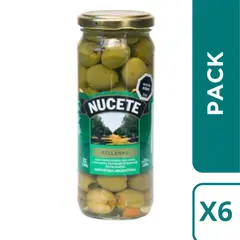 NUCETE - Pack 6 Aceitunas Verdes con Pimentón 200 grs cu