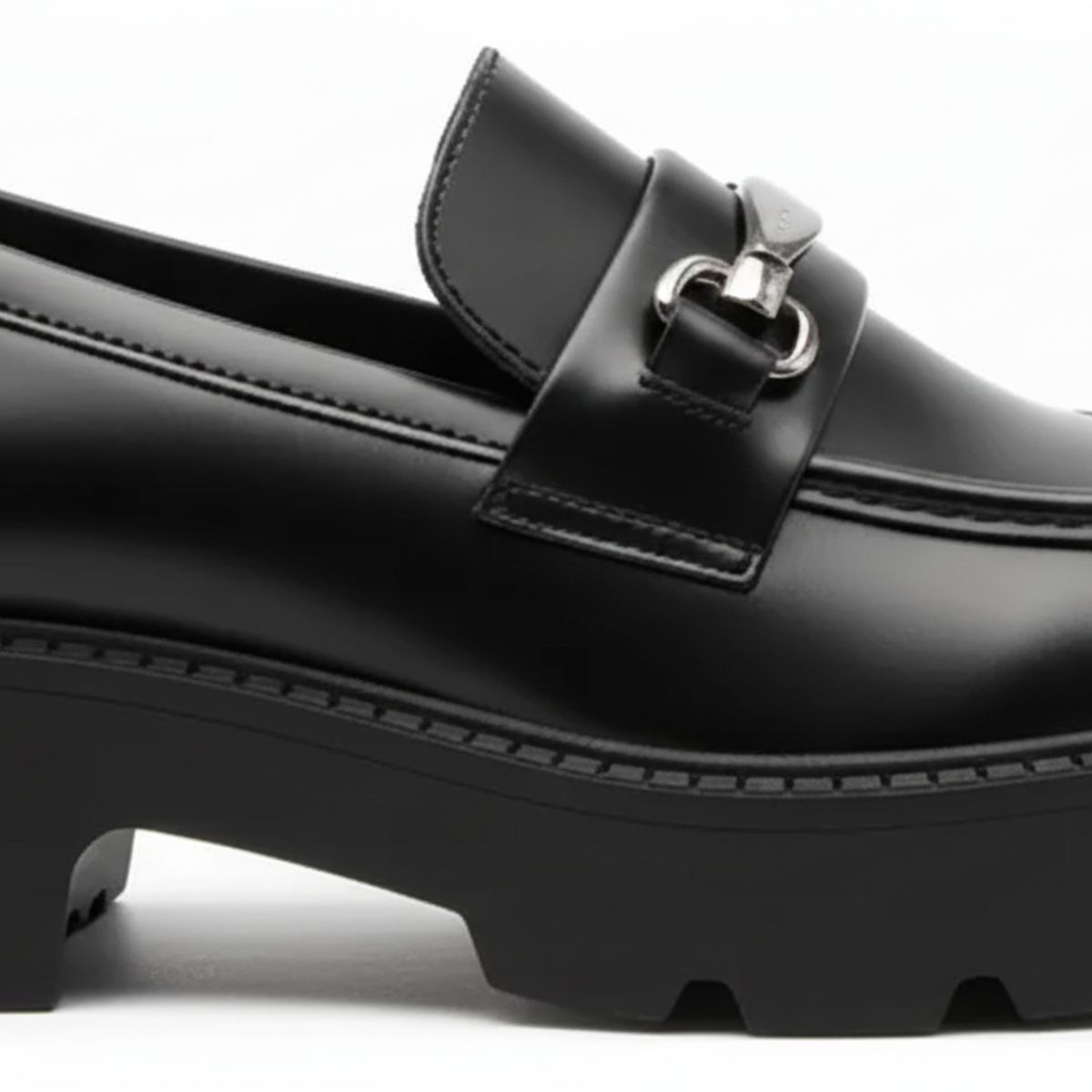 BOVINITA - Mocasines Mujer Plataforma Chunky Suela Track Negro