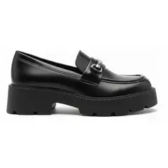 BOVINITA - Mocasines Mujer Plataforma Chunky Suela Track Negro
