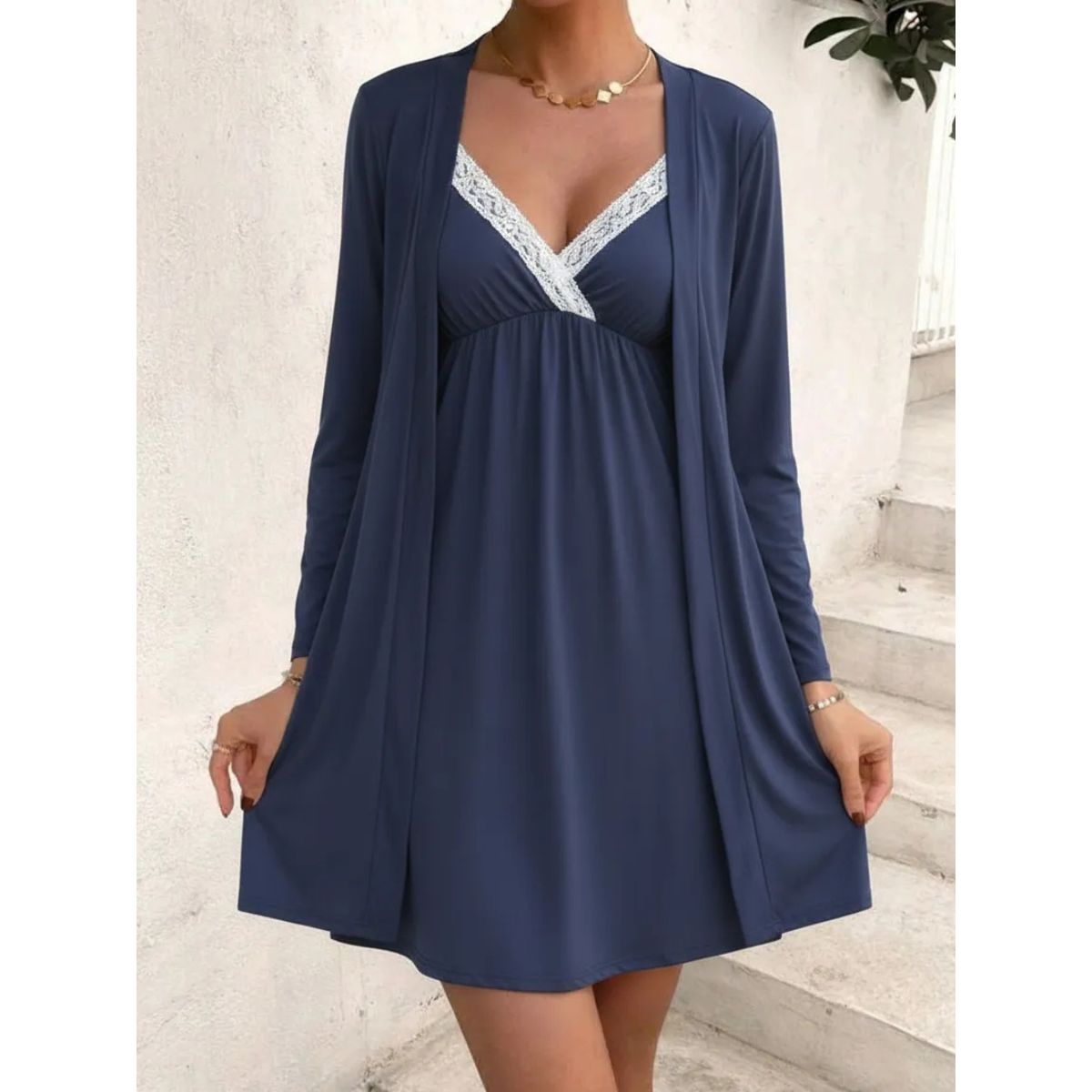 LOOK SHOP - Conjunto Camisa Dormir Más Bata Mujer.  Calidad Premium 263