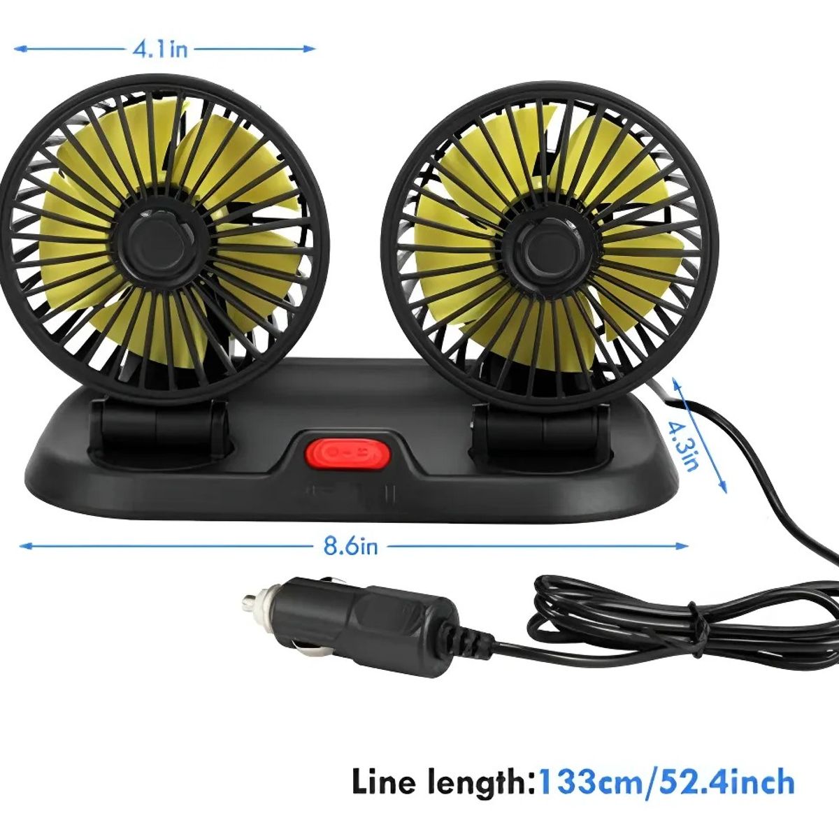 GENERICO - Ventilador Para Automóvil 12v Doble Cabeza Ajustable