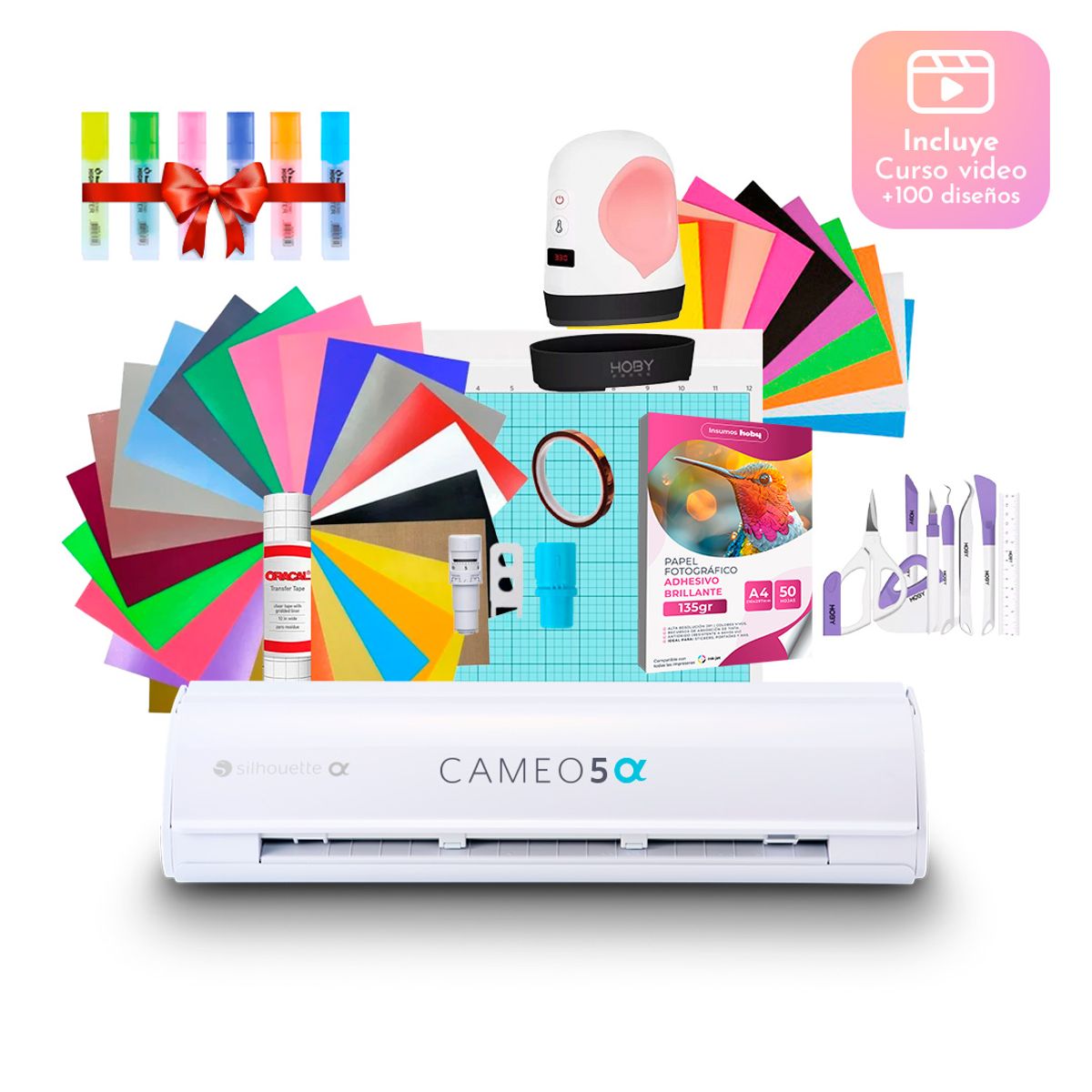 SILHOUETTE - Kit Silhouette Cameo 5 Alfa Rosada + Mini Estampadora Hoby
