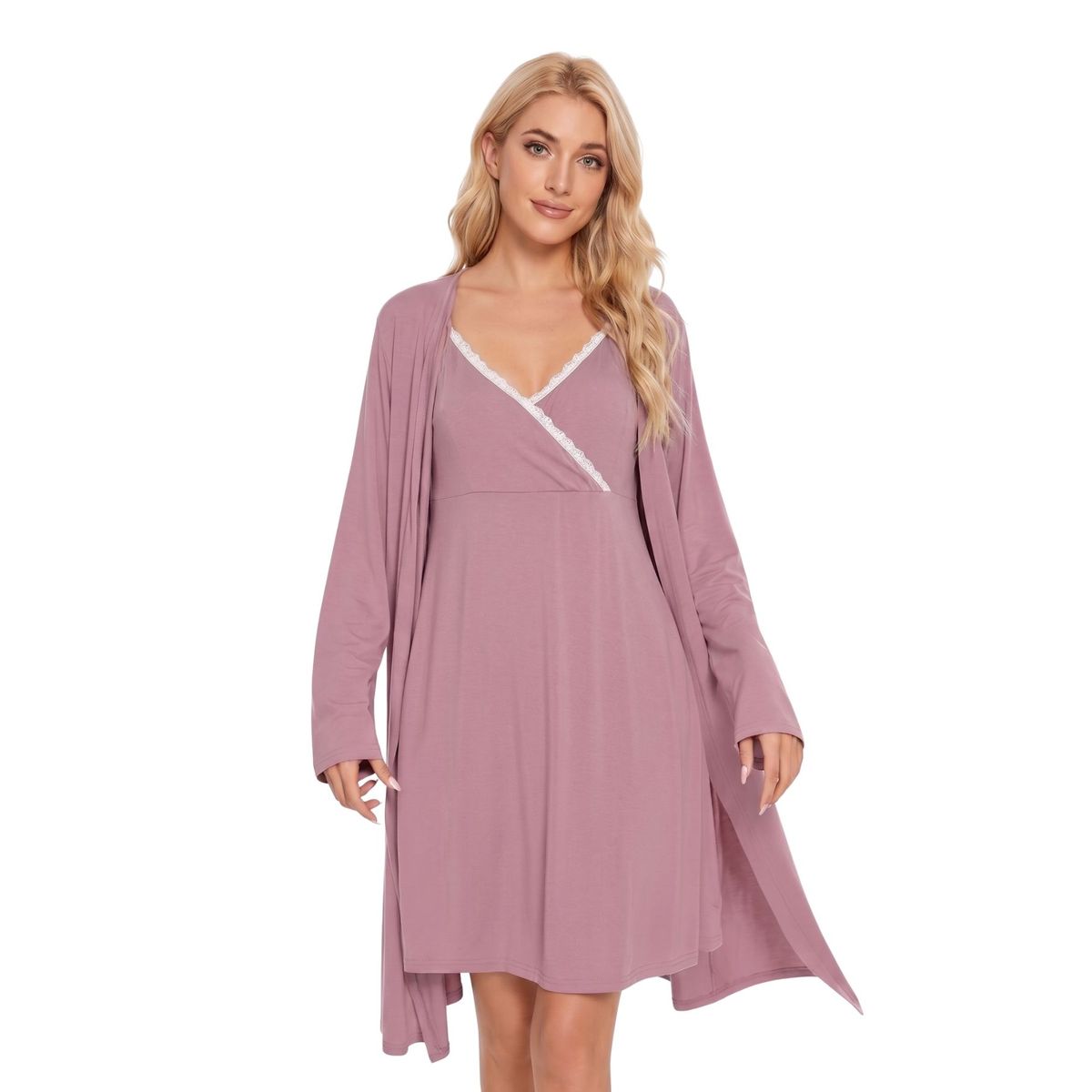 LOOK SHOP - Conjunto Camisa Dormir Más Bata Mujer.  Calidad Premium 263
