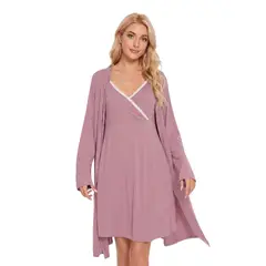 LOOK SHOP - Conjunto Camisa Dormir Más Bata Mujer. Calidad Premium 263