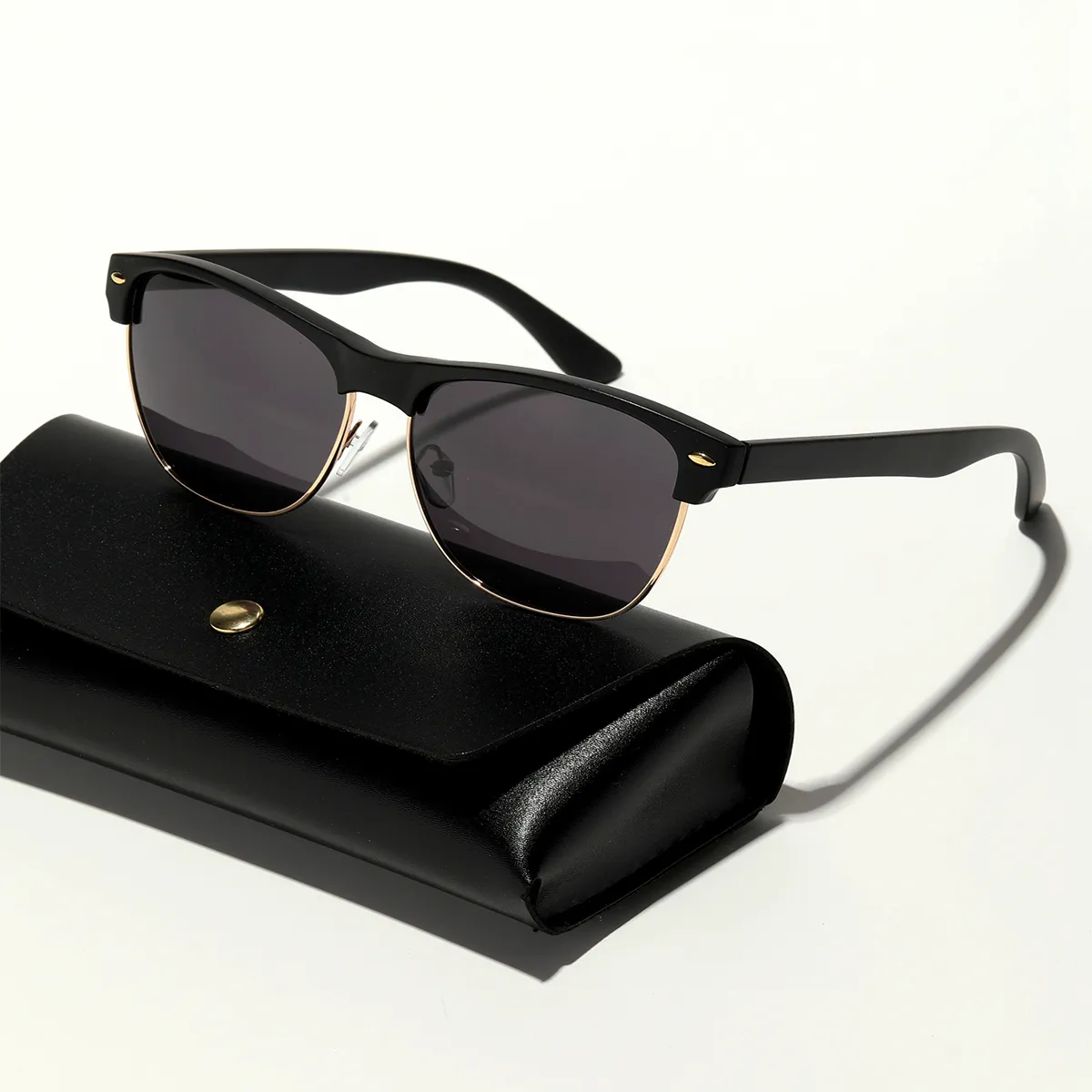 POLASUP - Polasup lentes Gafas de sol clásicas elegantes media montura de metal UV400 retro moda mujer hombre