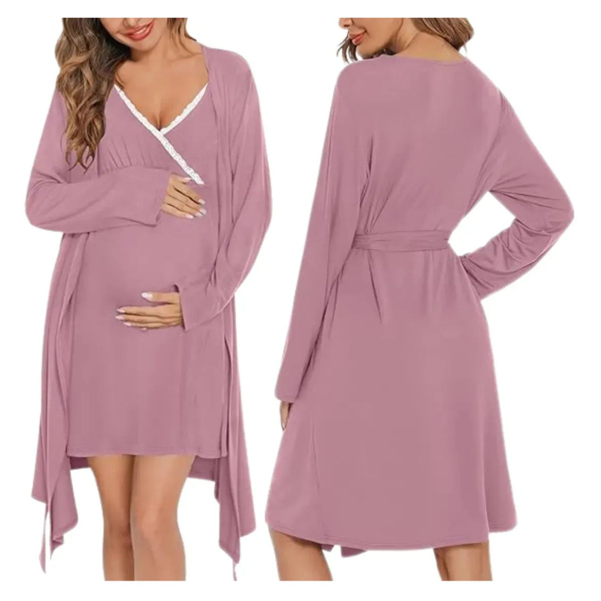 LOOK SHOP - Conjunto Camisa Dormir Más Bata Mujer.  Calidad Premium 263